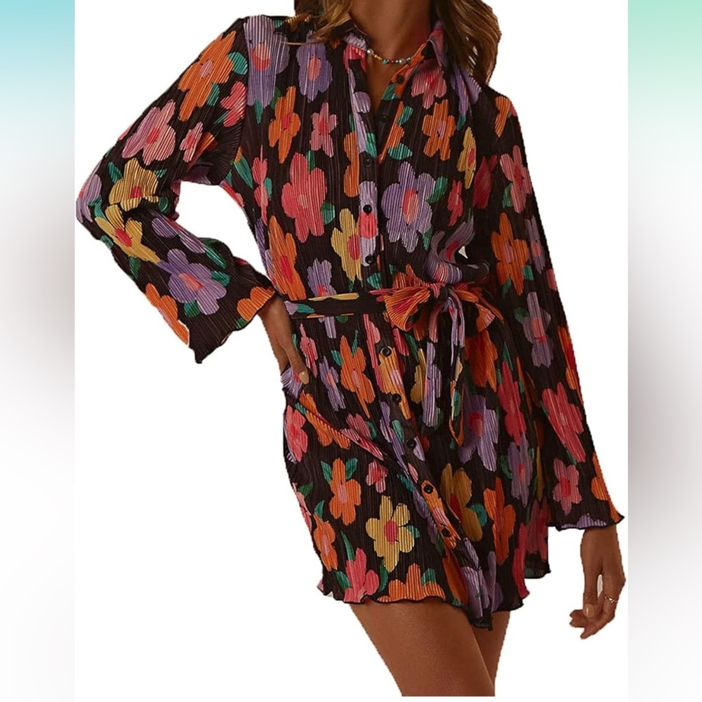 Floral Button Down long sleeve Dress
